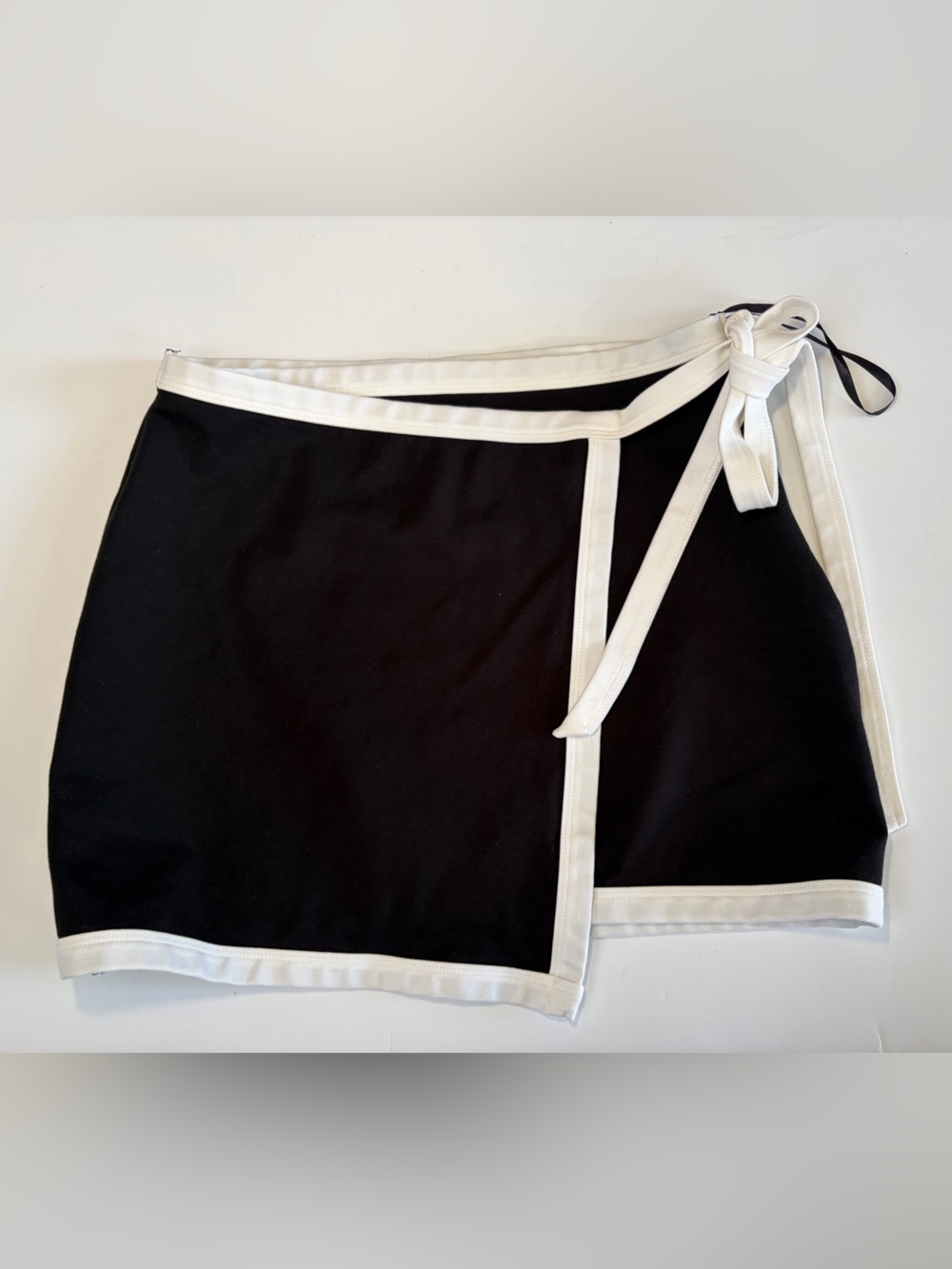 Black Wrap Skirt with White Trim